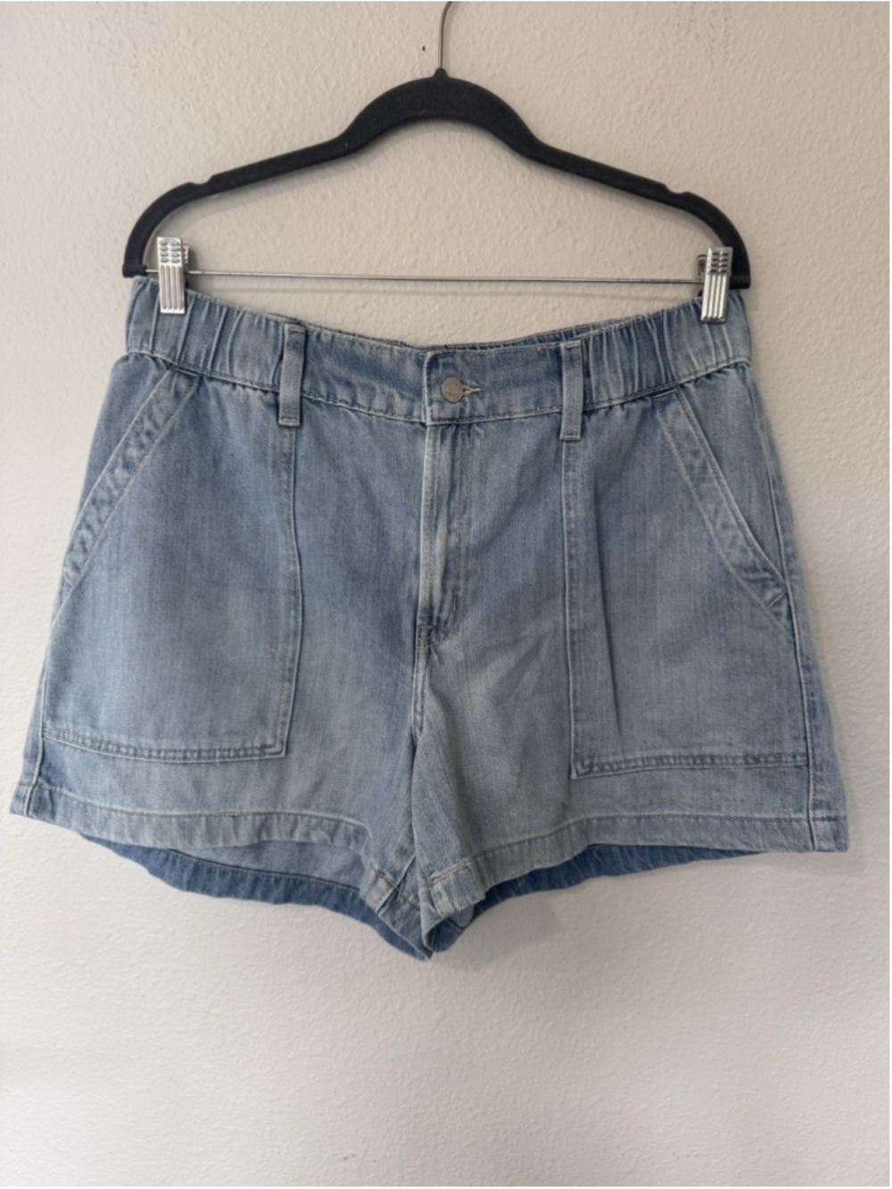 GAP Denim Shorts Womens Large Blue High Rise Elastic Waist Utility